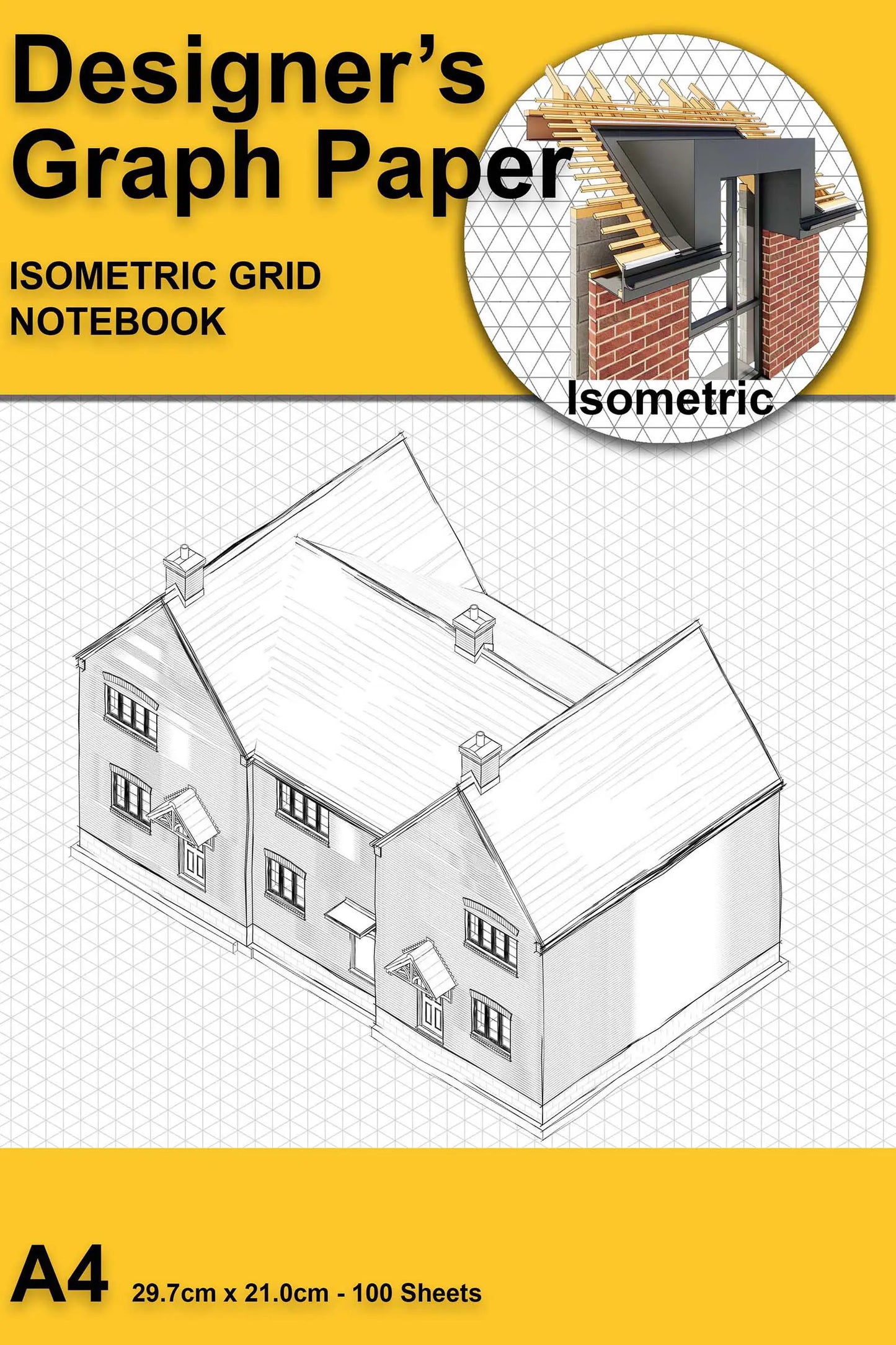 A4 isometric graph paper notebook – 3D grid for freehand sketching, design, illustration, and architectural visualisation