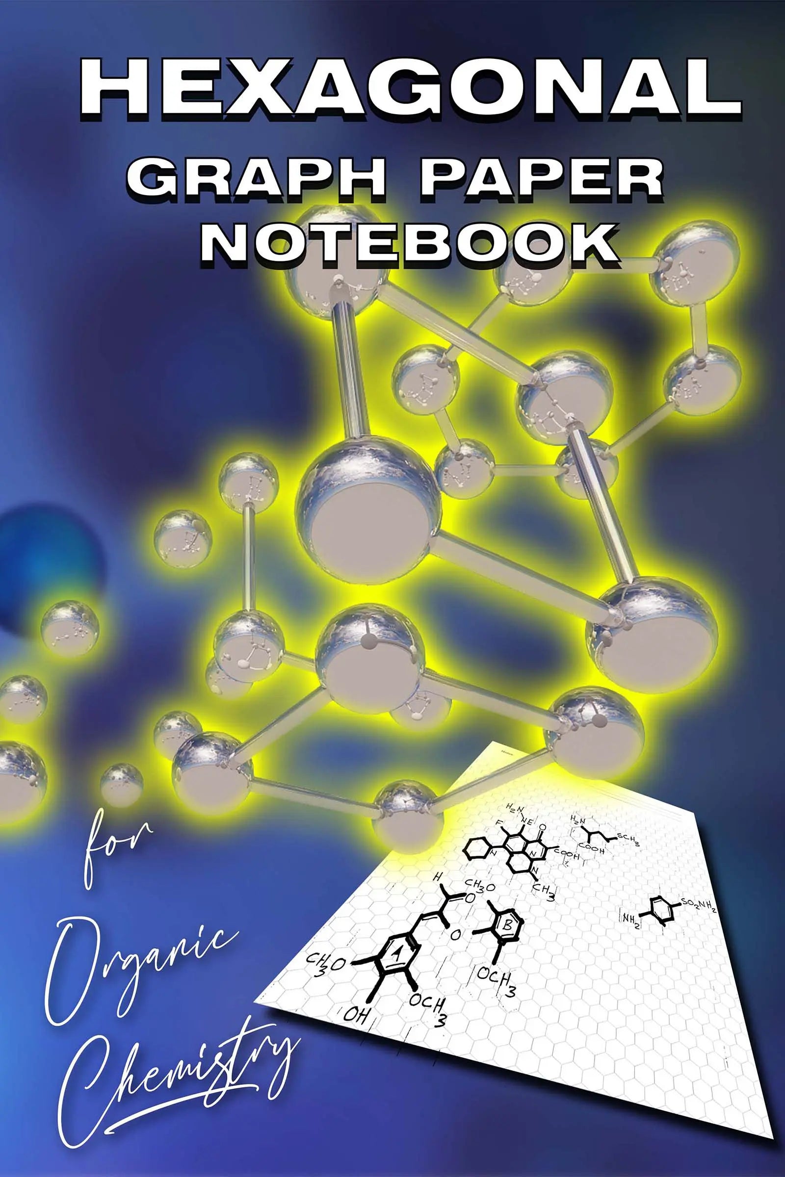 A4 hexagonal graph paper notebook with 8mm grid – ideal for organic chemistry, biochemistry, and molecular structure drawing