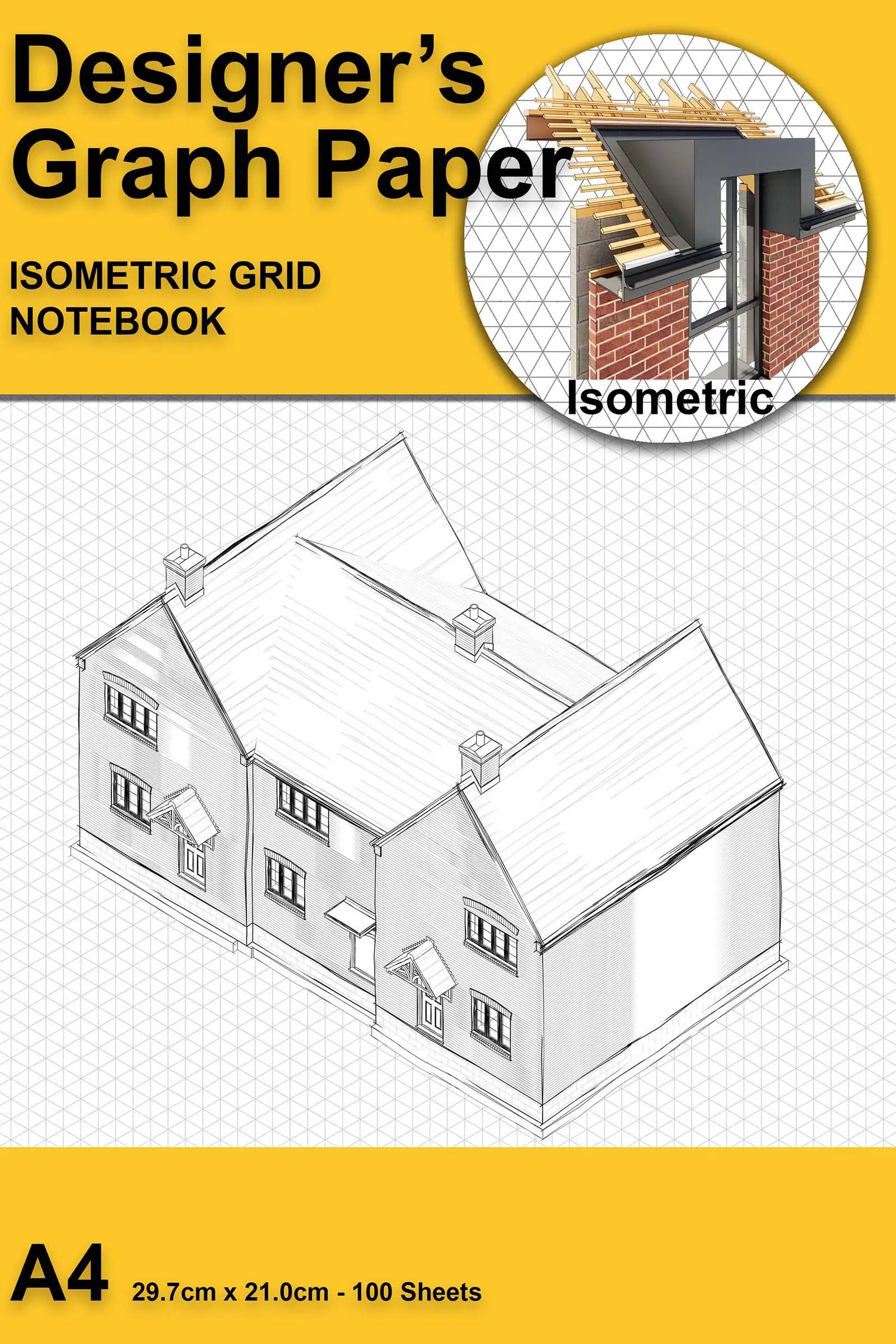 A4 isometric graph paper notebook – 3D grid for freehand sketching, design, illustration, and architectural visualisation
