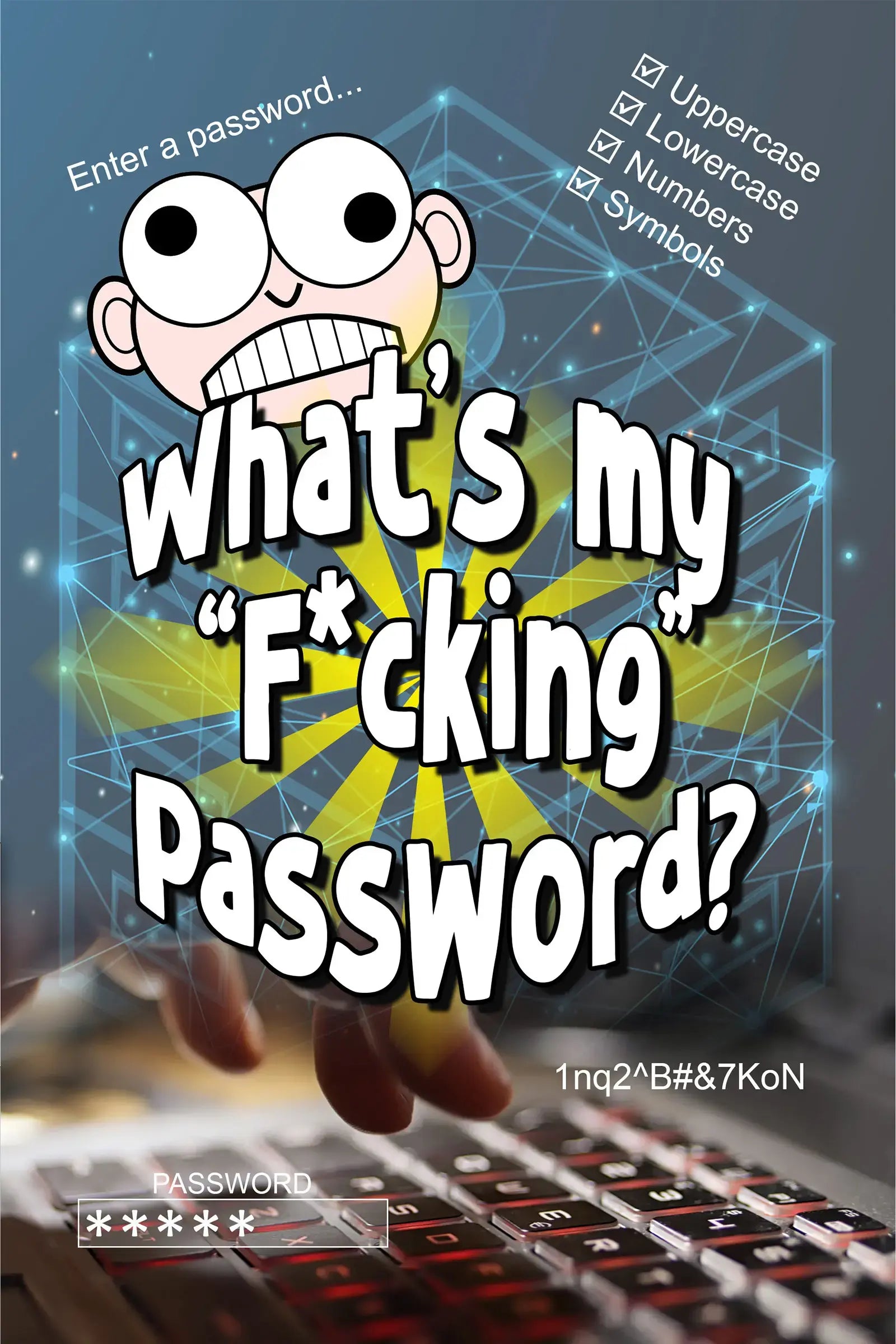 Funny password logbook with A–Z tabs, 6x9” size – organiser for login details, usernames, and passwords